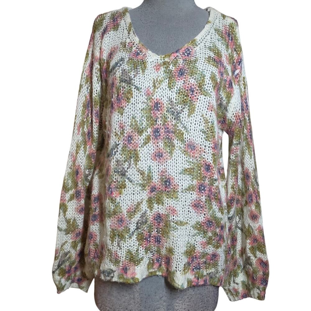 Disney Inspired Open Metallic Knit Sweater Size Large